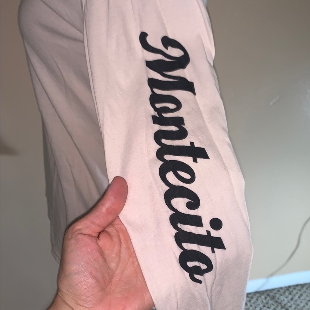 James Perse Cream Long Sleeve Tee with Black Graphic - Picture 2 of 4